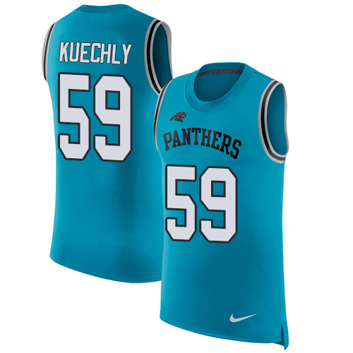 Nike Panthers #59 Luke Kuechly Blue Alternate Men's Stitched NFL Limited Rush Tank Top Jersey - Click Image to Close